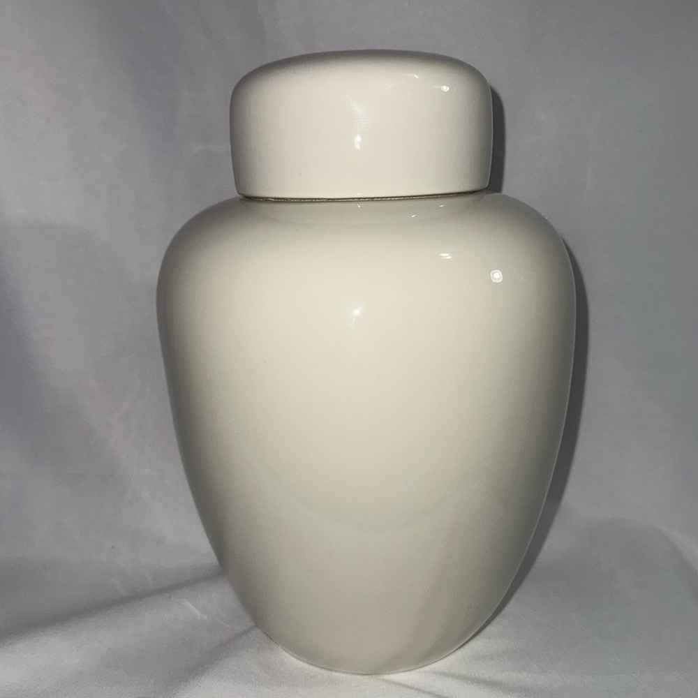Modern Serenity Ceramic Urn In Ivory, Adult Cremation Burial Ceremony Display